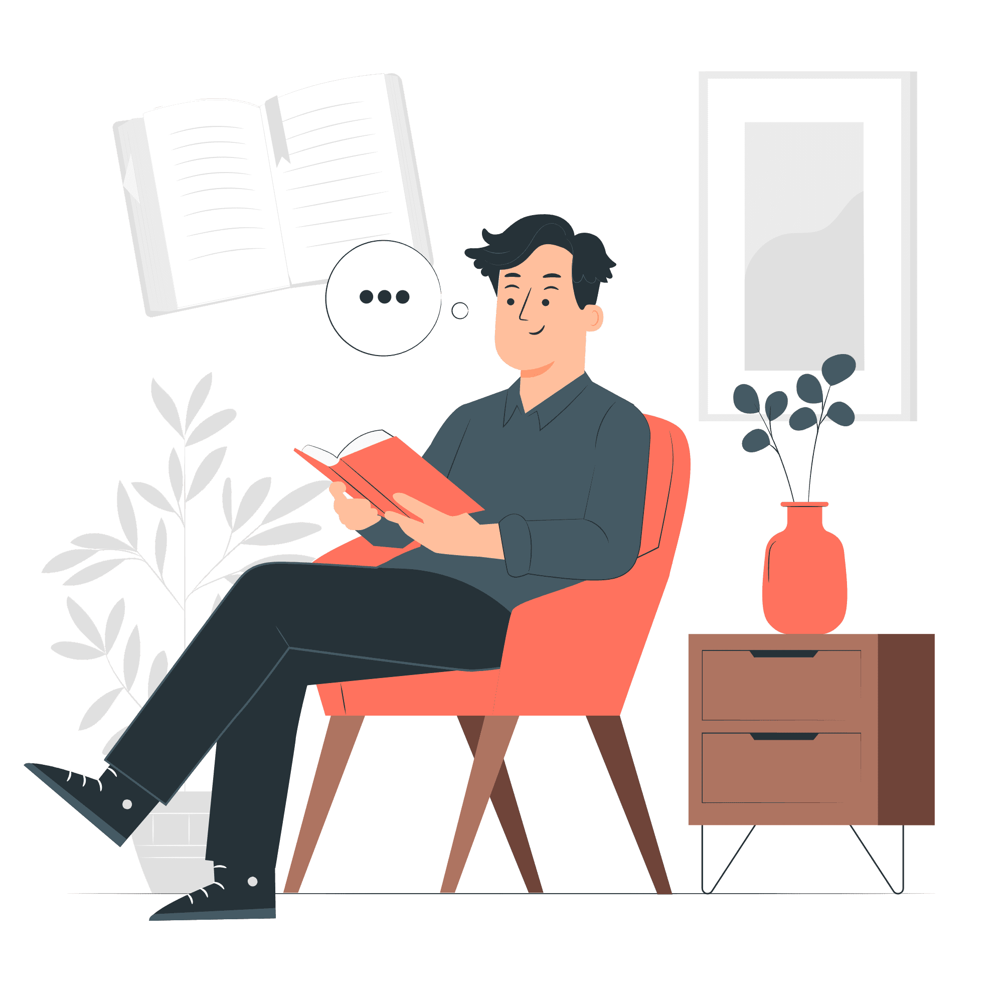 Iago Mota reading a book in a cozy room.